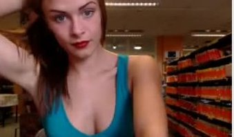 EnglishRose flashing her tits and pussy to the webcam in the public libary -15.05.2014